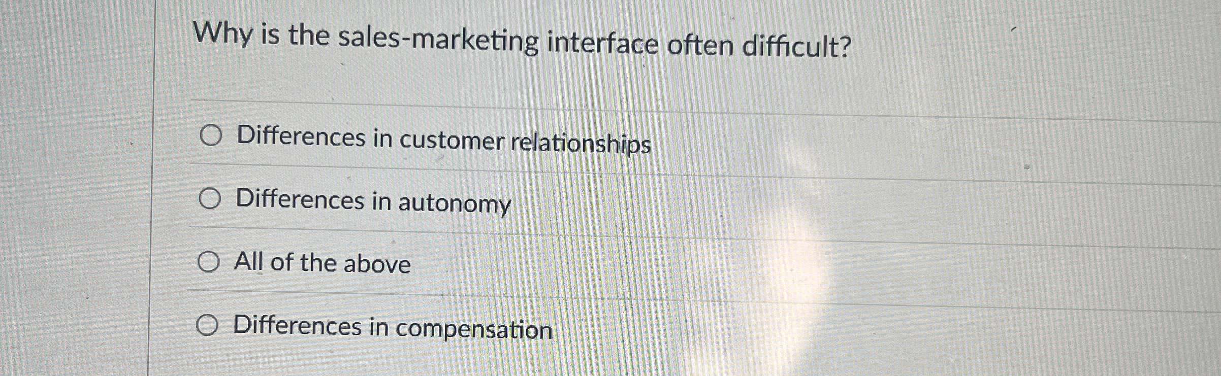  Why is the sales-marketing interface often difficult? Differences in customer relationships