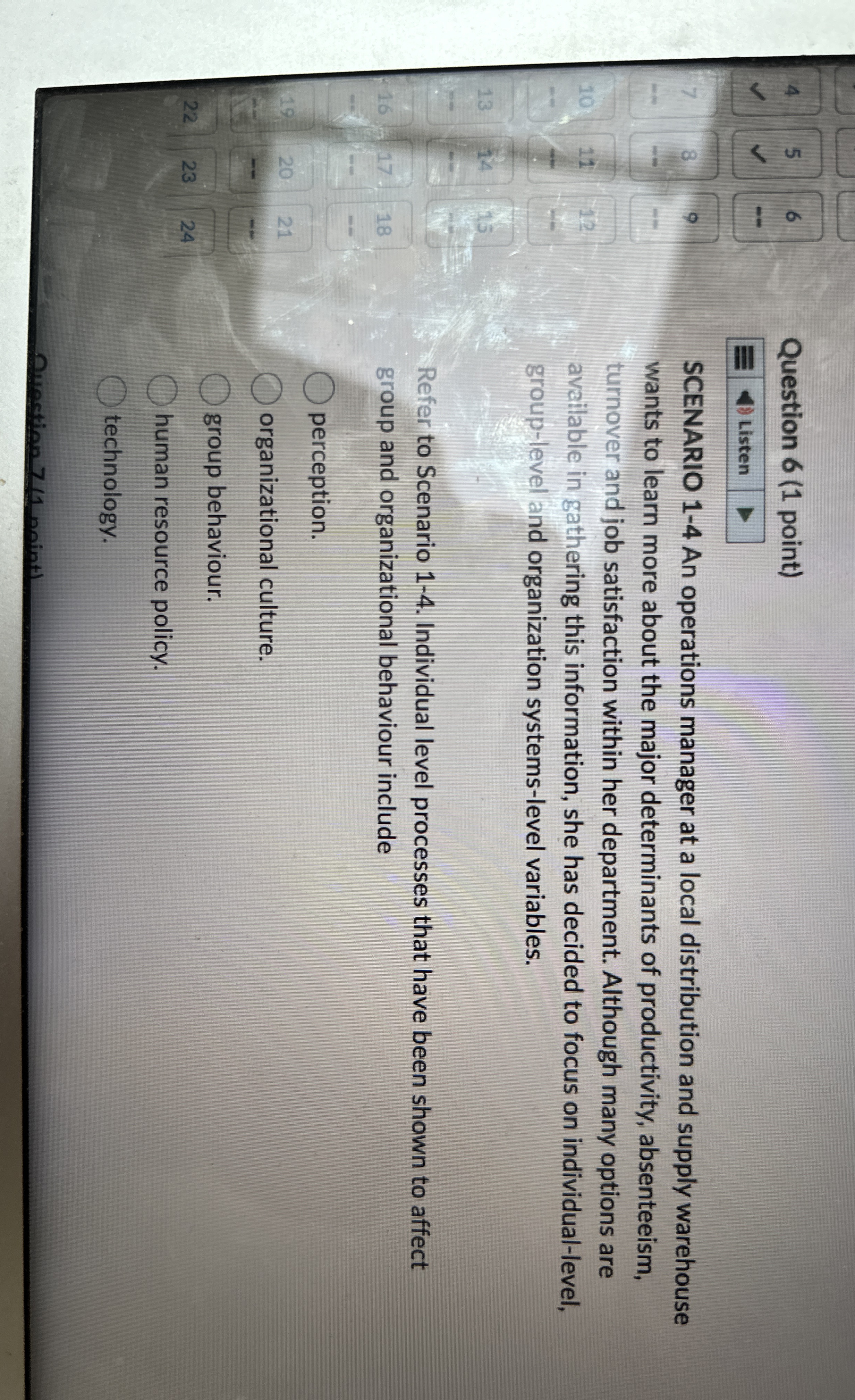  Question 6(1 point) SCENARIO 1-4 An operations manager at a local
