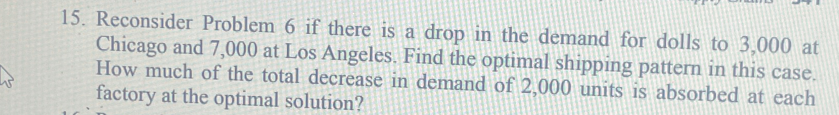  Reconsider Problem 6 if there is a drop in the demand