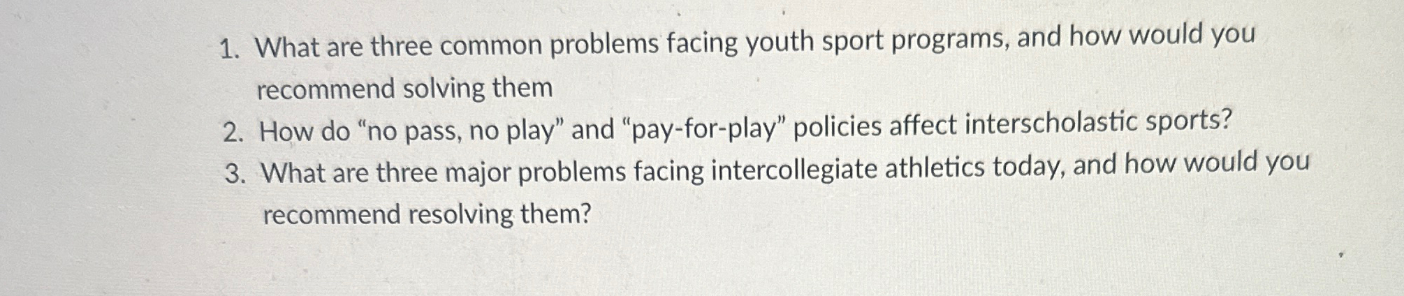  What are three common problems facing youth sport programs, and how