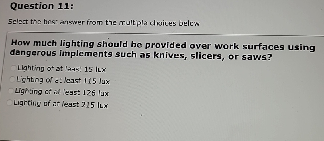  Question 11: Select the best answer from the multiple choices below