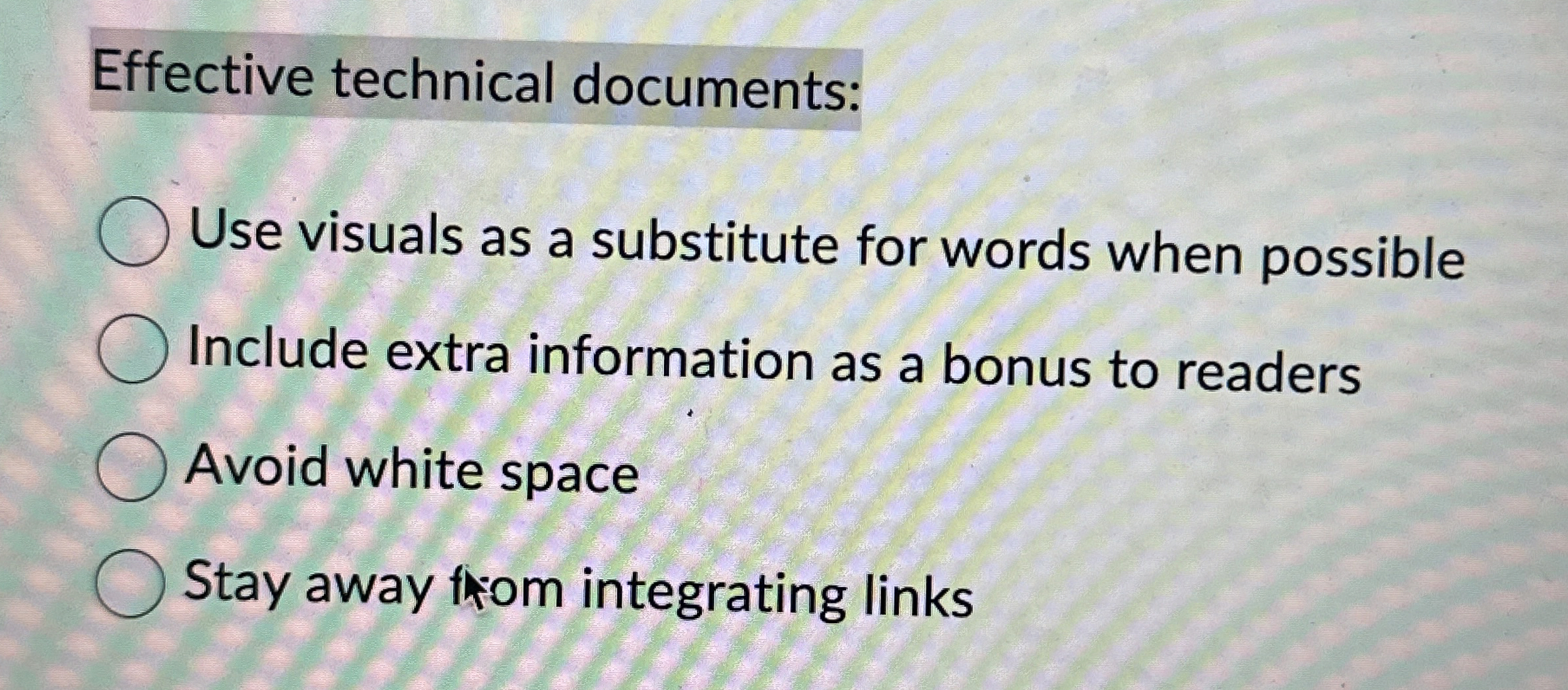  Effective technical documents: Use visuals as a substitute for words when