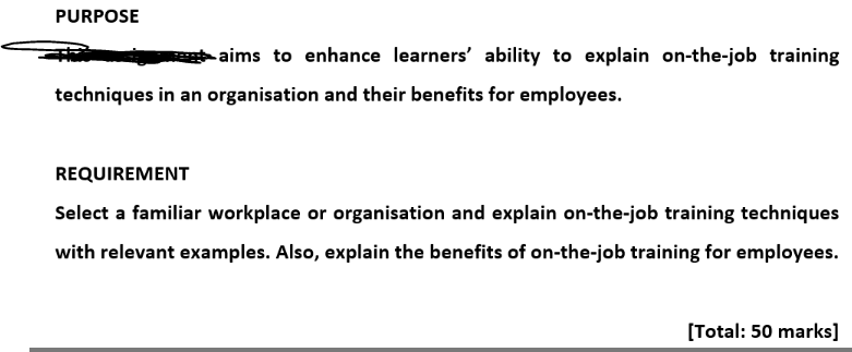  help PURPOSE aims to enhance learners' ability to explain on-the-job training