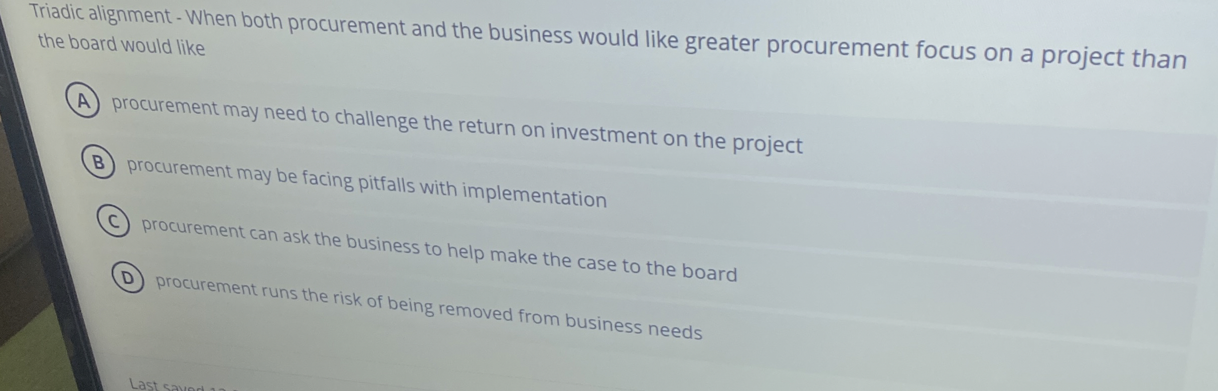  Triadic alignment - When both procurement and the business would like