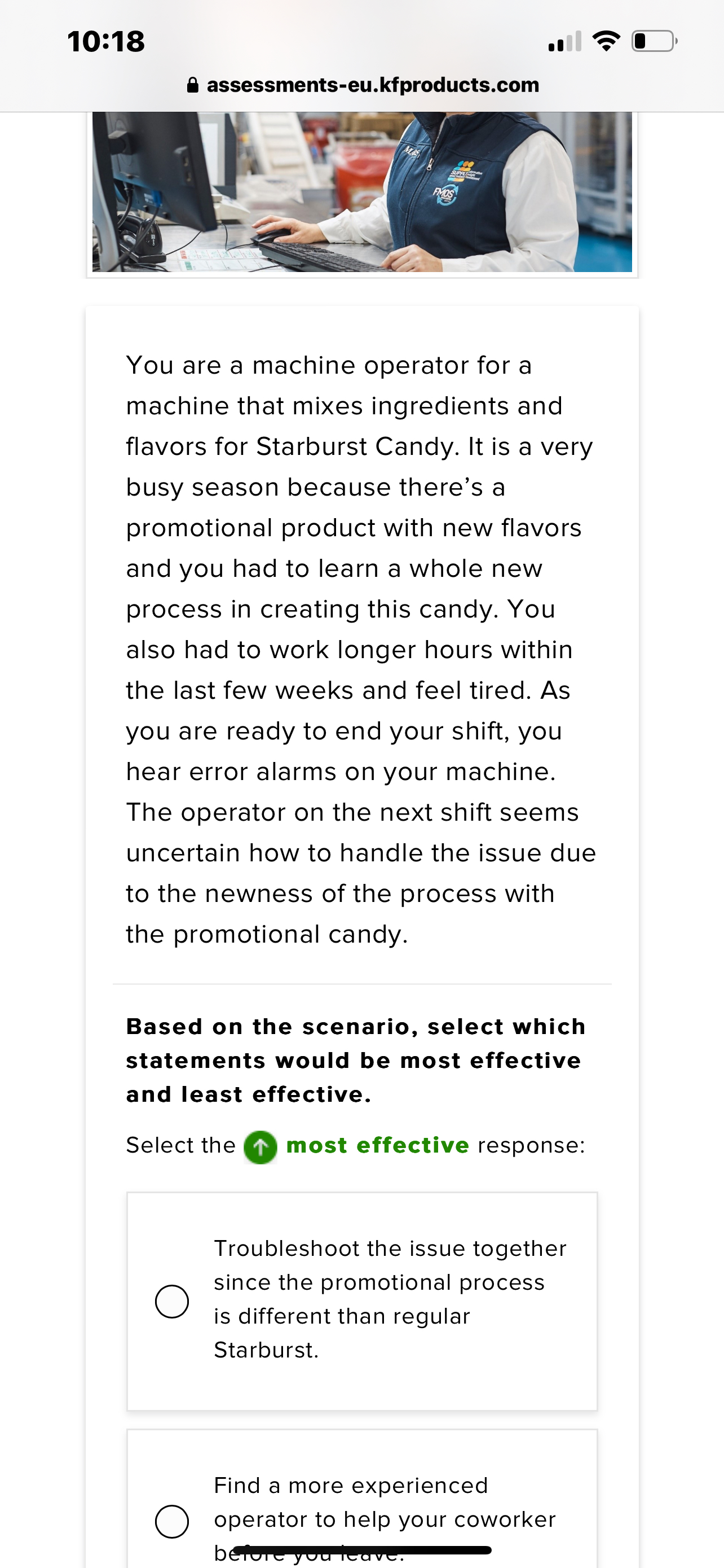  10:18 assessments-eu.kfproducts.com You are a machine operator for a machine that