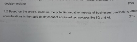  decision-making. 1.2 Based on the article, examine the potential negative impacts