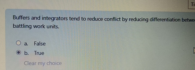  Buffers and integrators tend to reduce conflict by reducing differentiation betwe