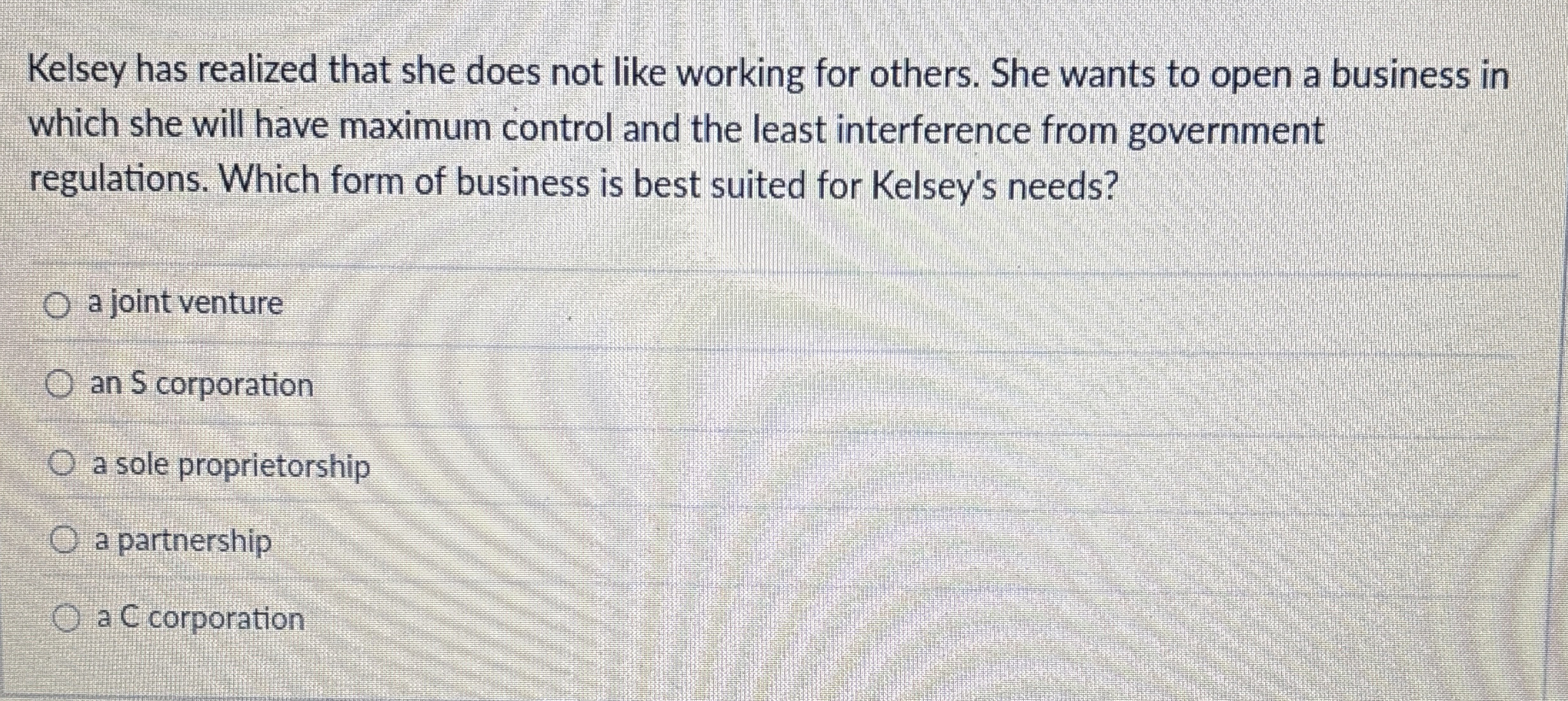  Kelsey has realized that she does not like working for others.