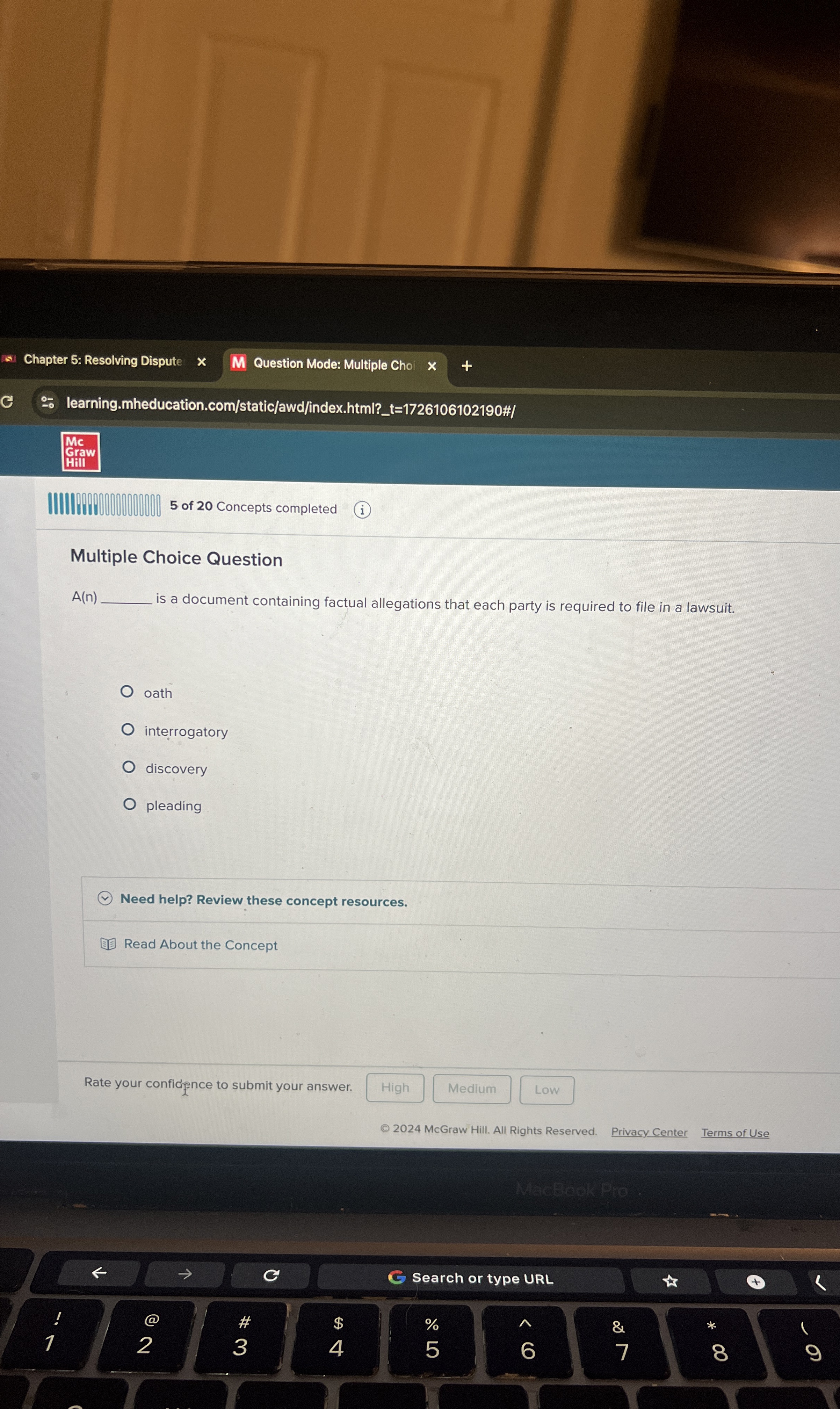  Multiple Choice Question A(n) is a document containing factual allegations that