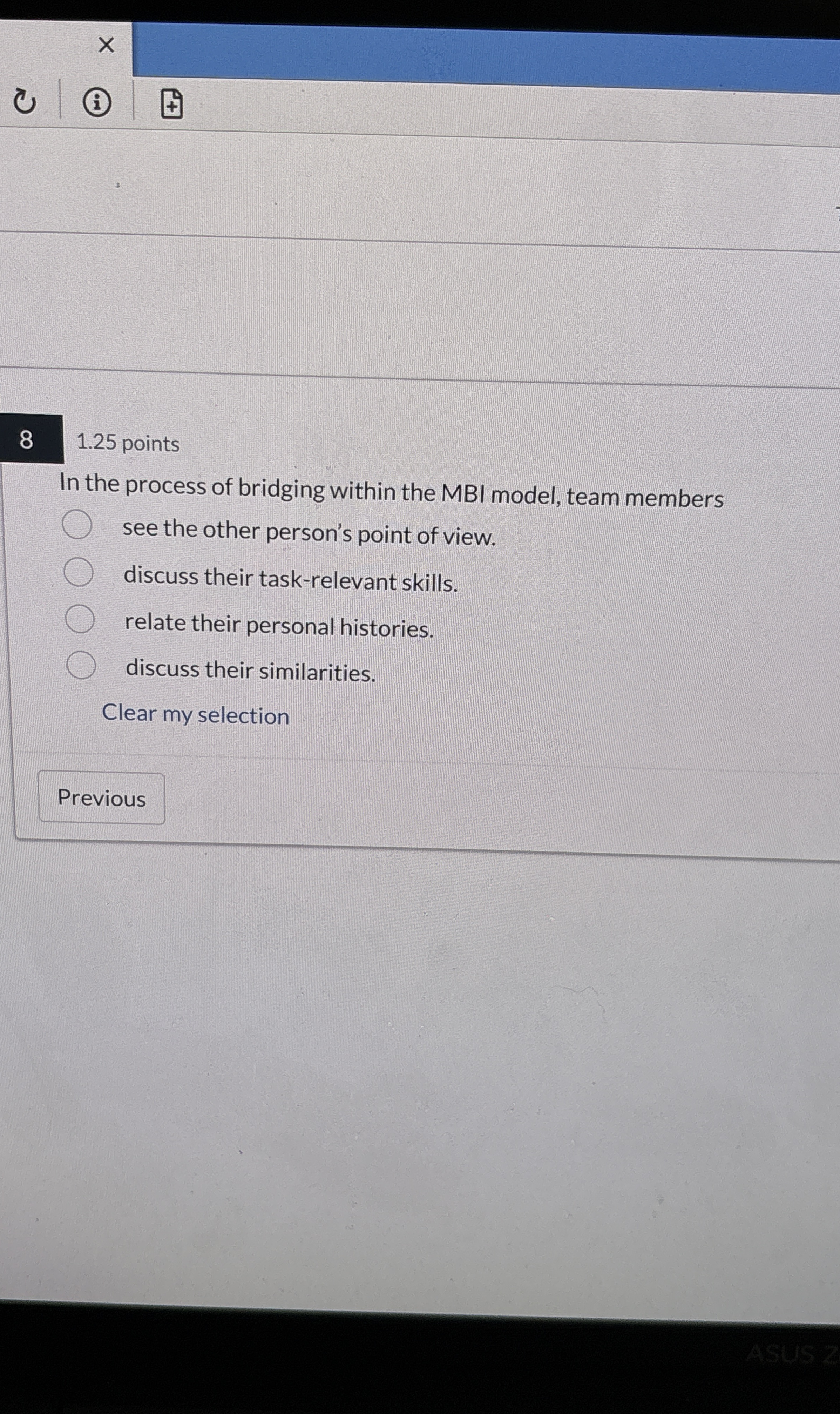  8,1.25 points In the process of bridging within the MBI model,