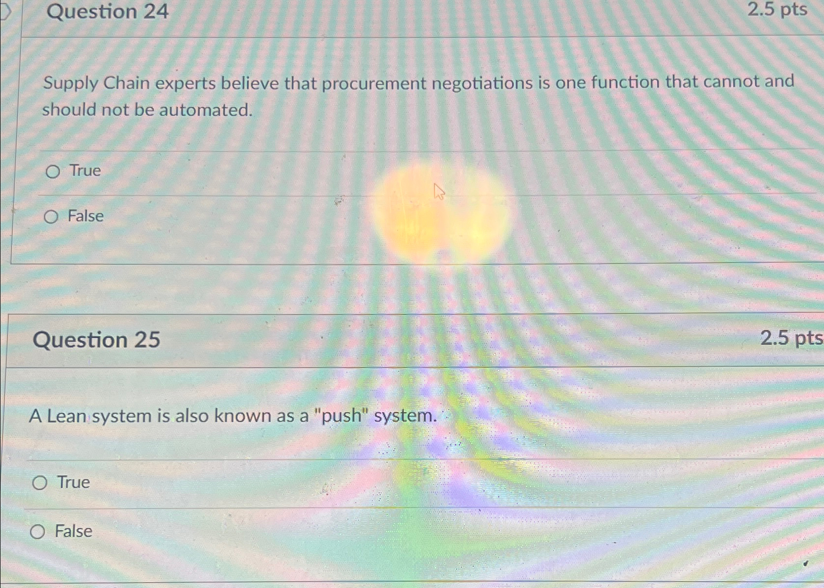  Question 24 2.5pts Supply Chain experts believe that procurement negotiations is