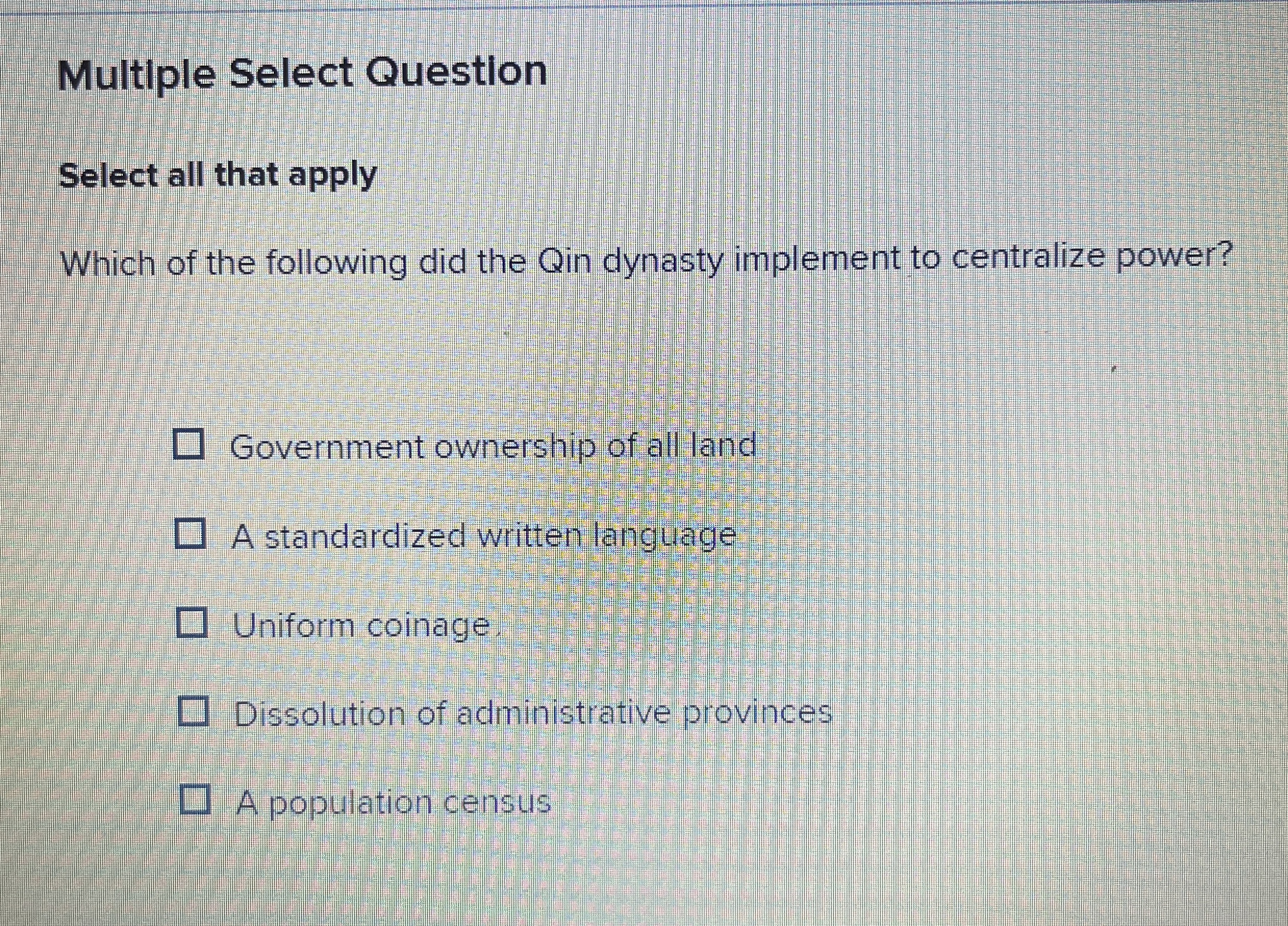  Multiple Select Questlon Select all that apply Which of the following