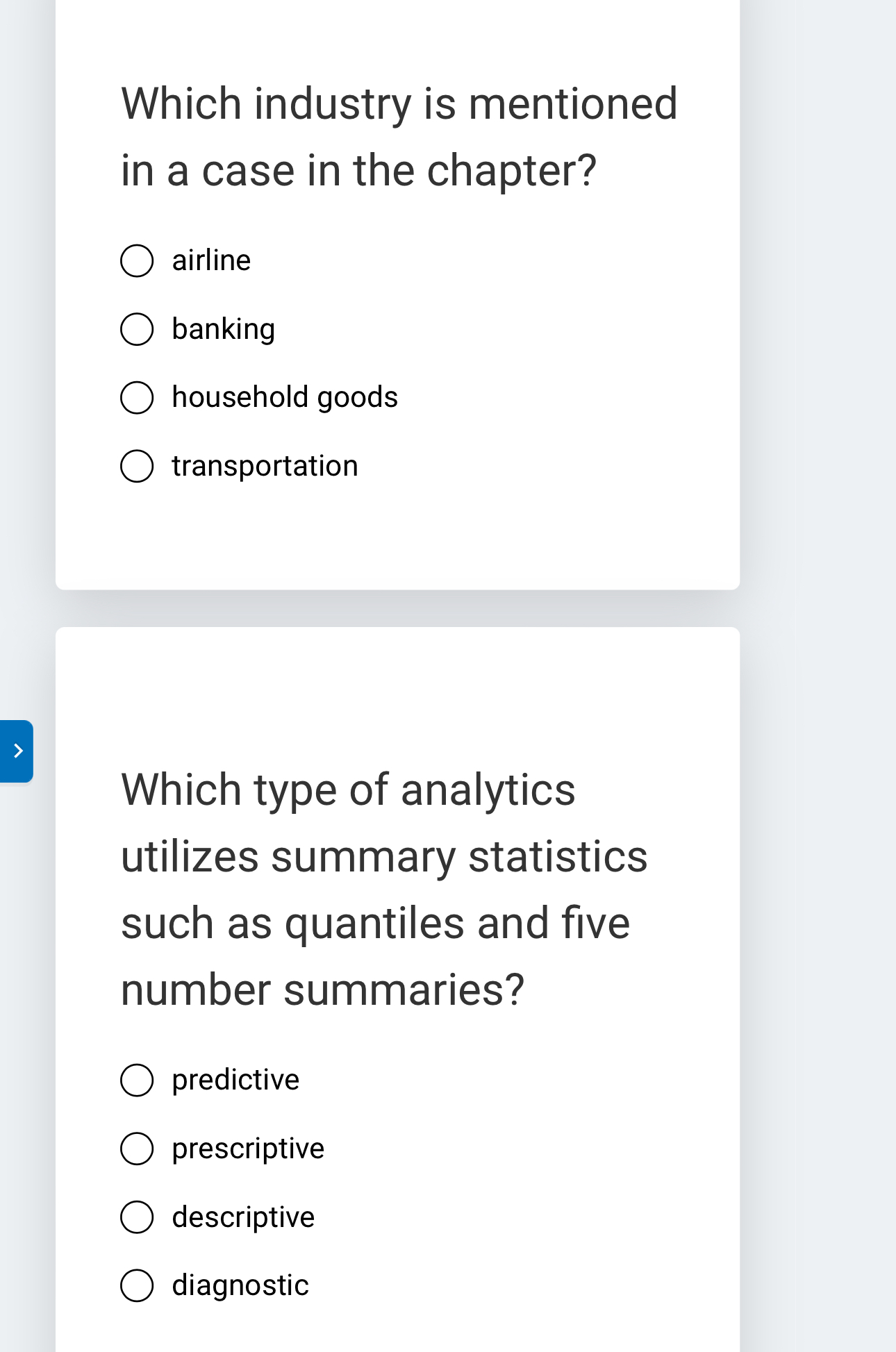  Which industry is mentioned in a case in the chapter? airline