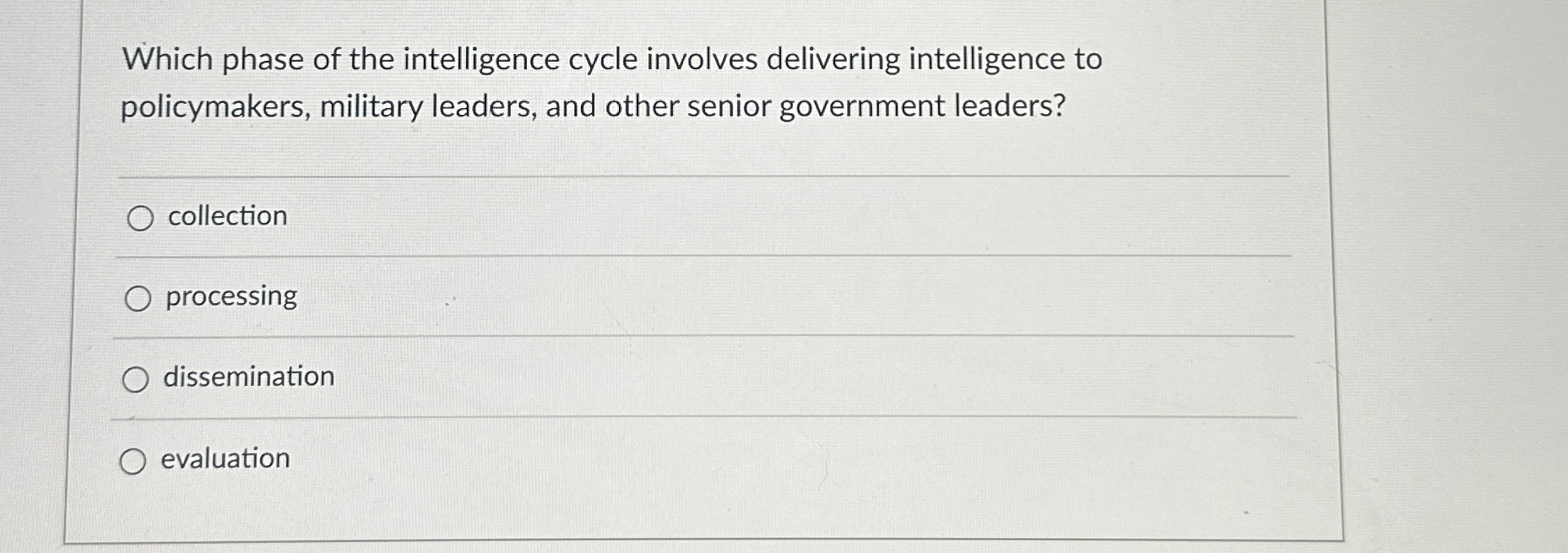  Which phase of the intelligence cycle involves delivering intelligence to policymakers,