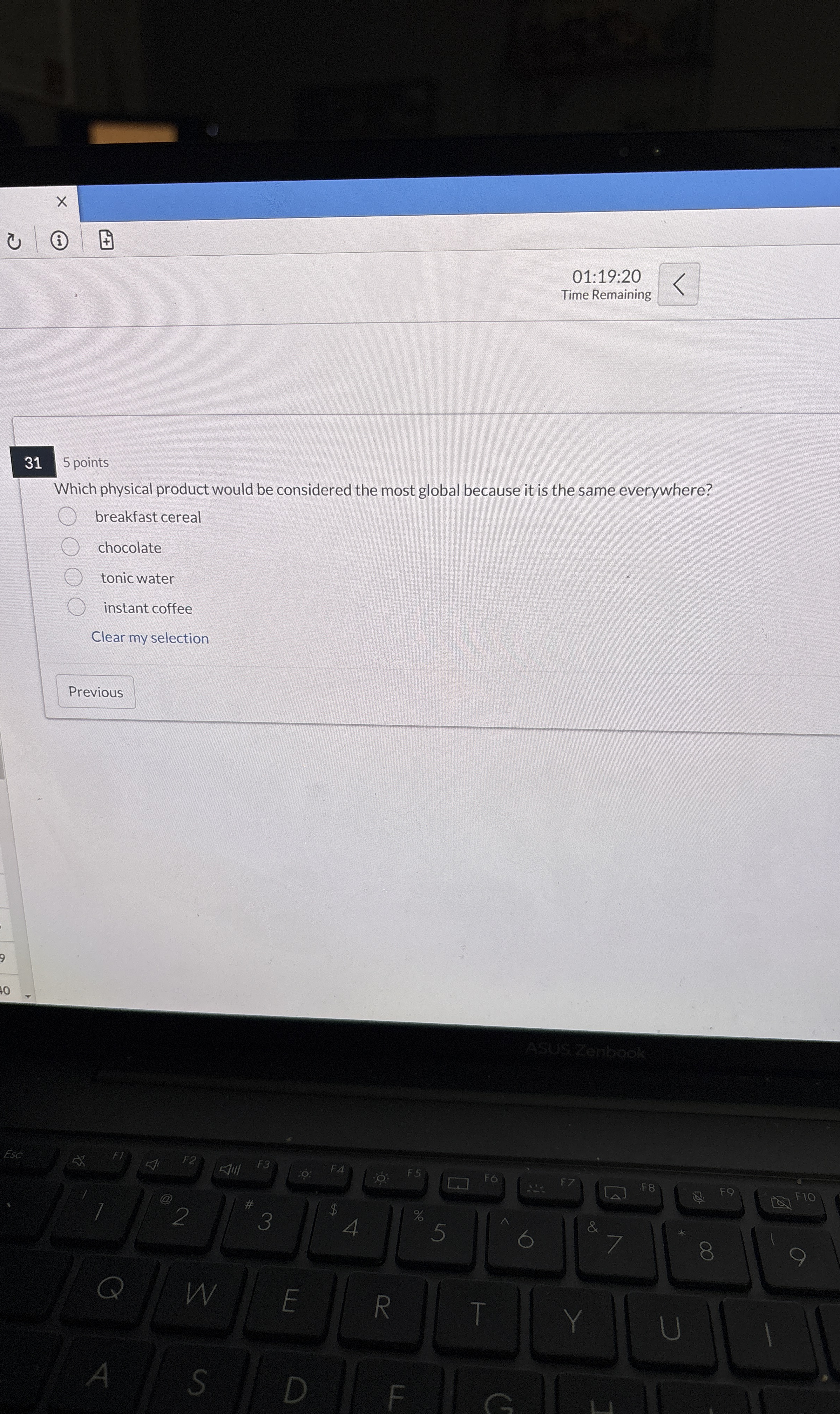  Which physical product would be considered the most global because it