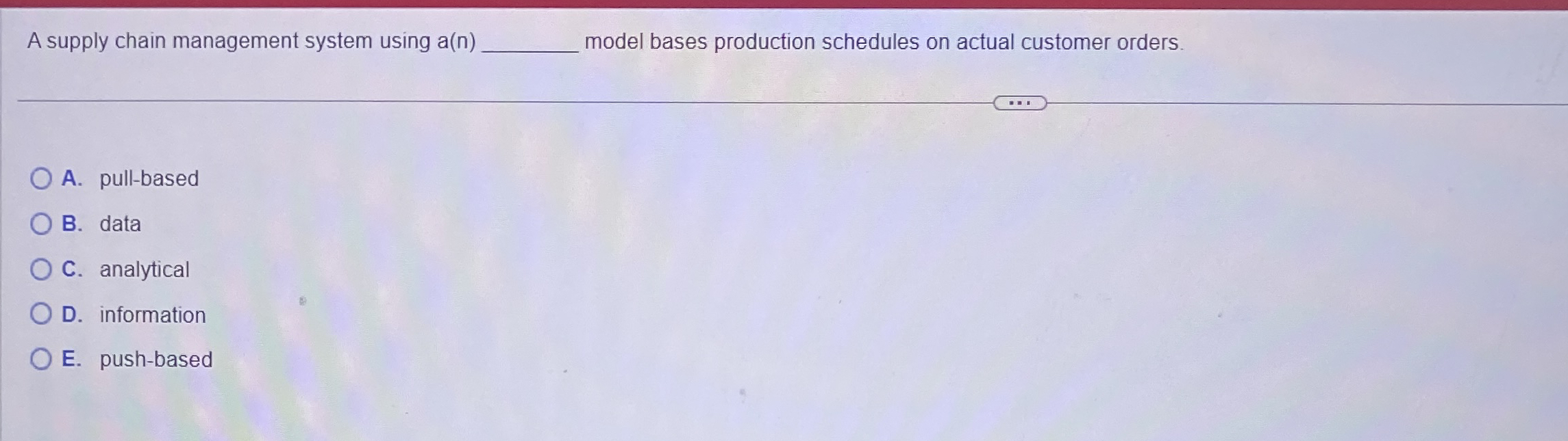  A supply chain management system using a(n) model bases production schedules