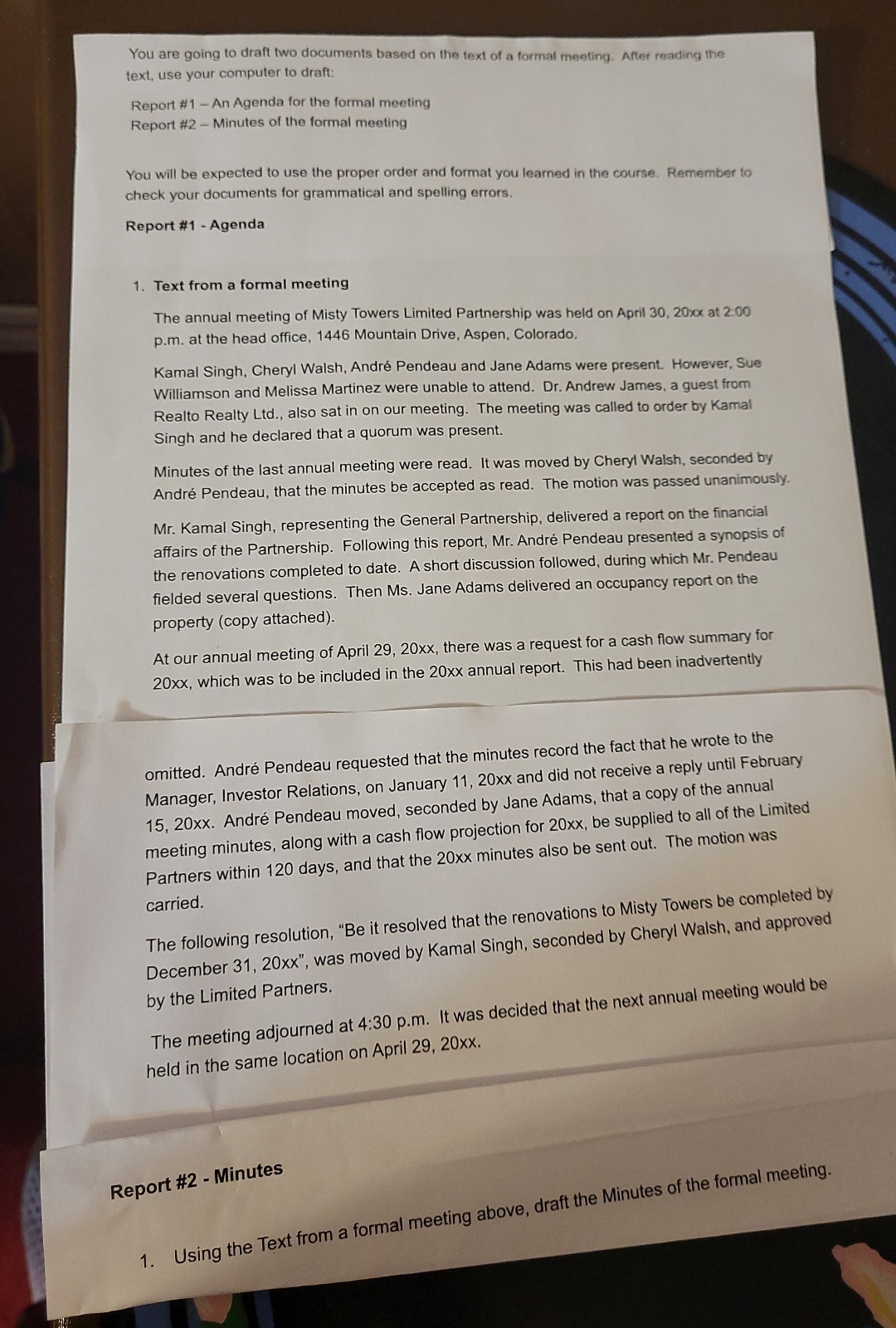  You are going to draft two documents based on the text