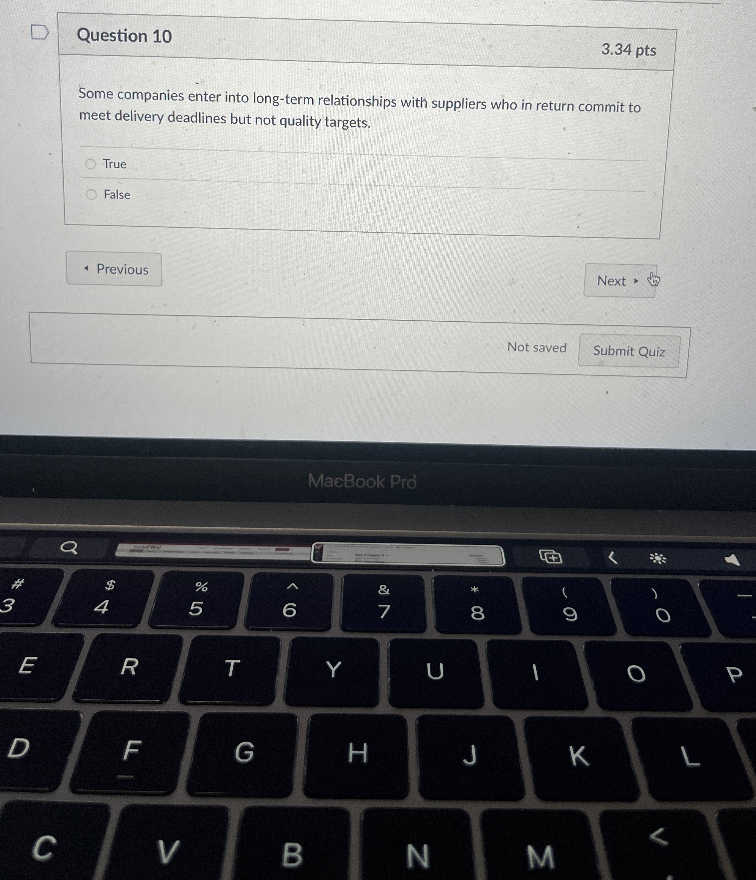  Question 10 Some companies enter into long-term relationships with suppliers who