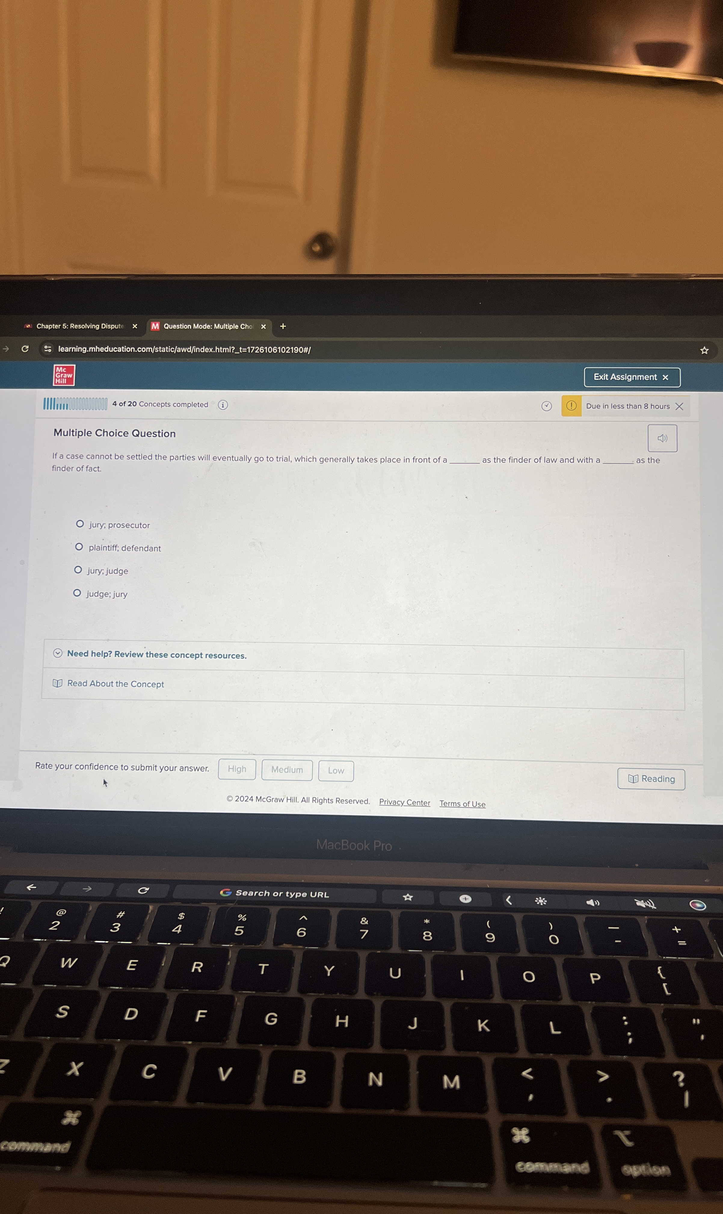  Multiple Choice Question If a case cannot be settled the parties