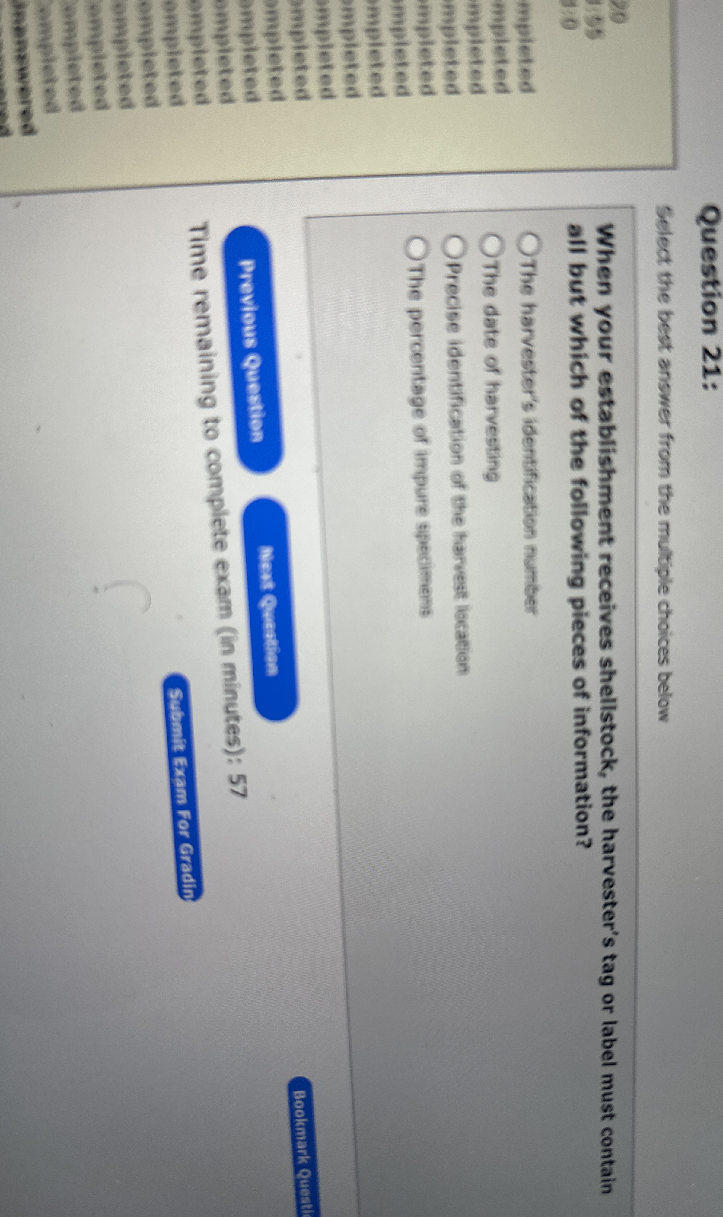  Question 21: Select the best answer from the multiple choices below