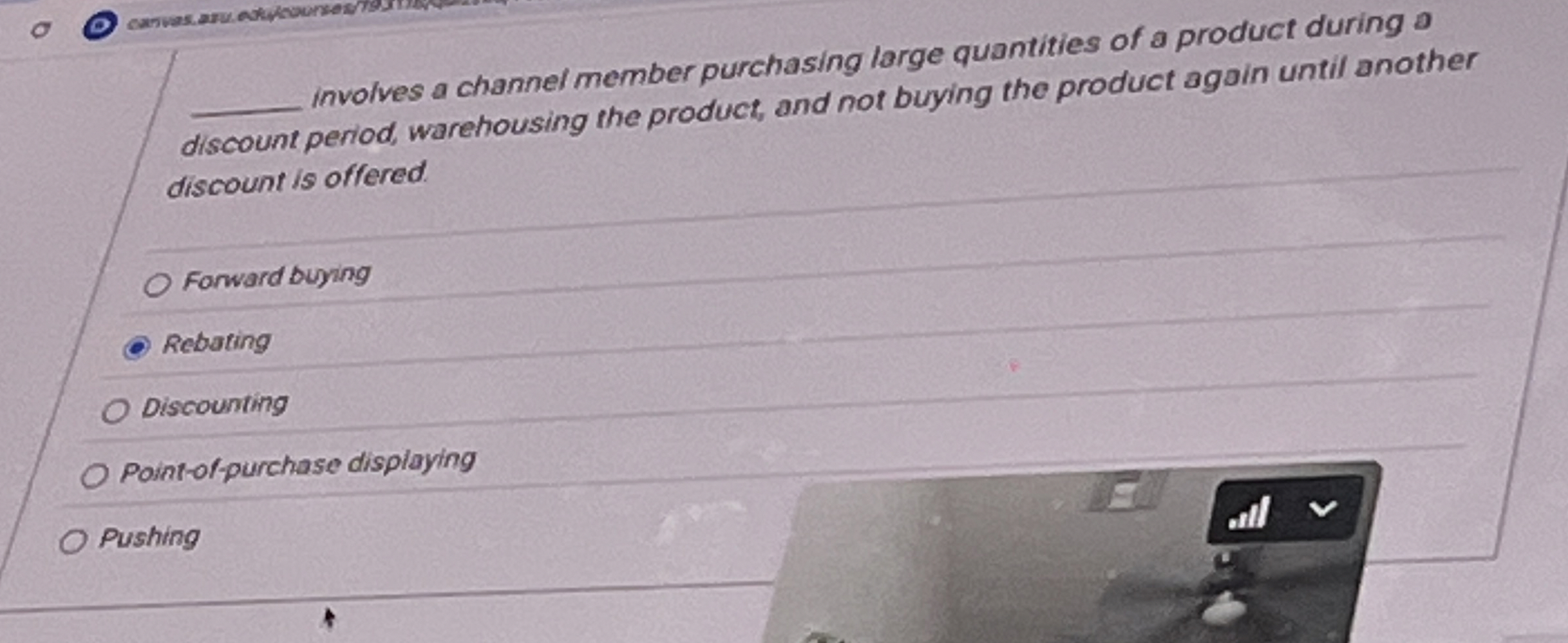  involves a channel member purchasing large quantities of a product during