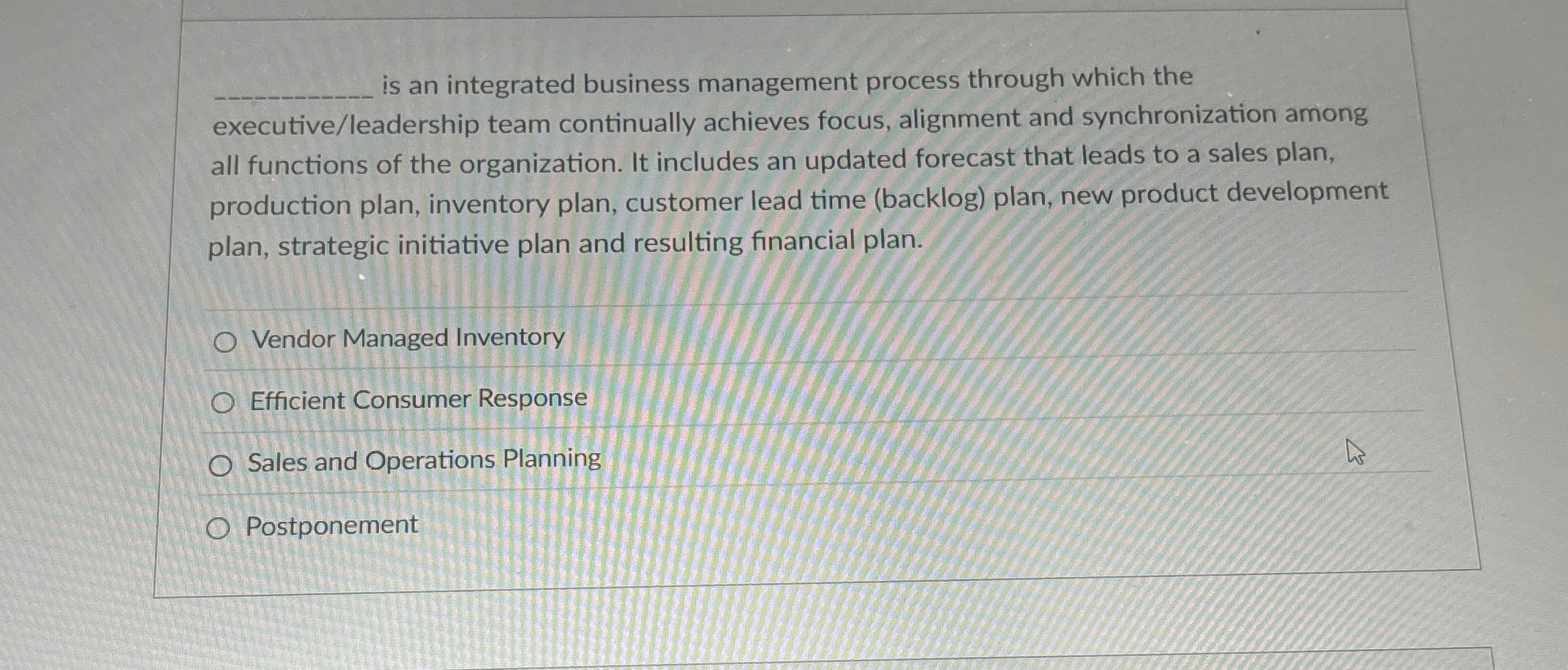  is an integrated business management process through which the executive/leadership team