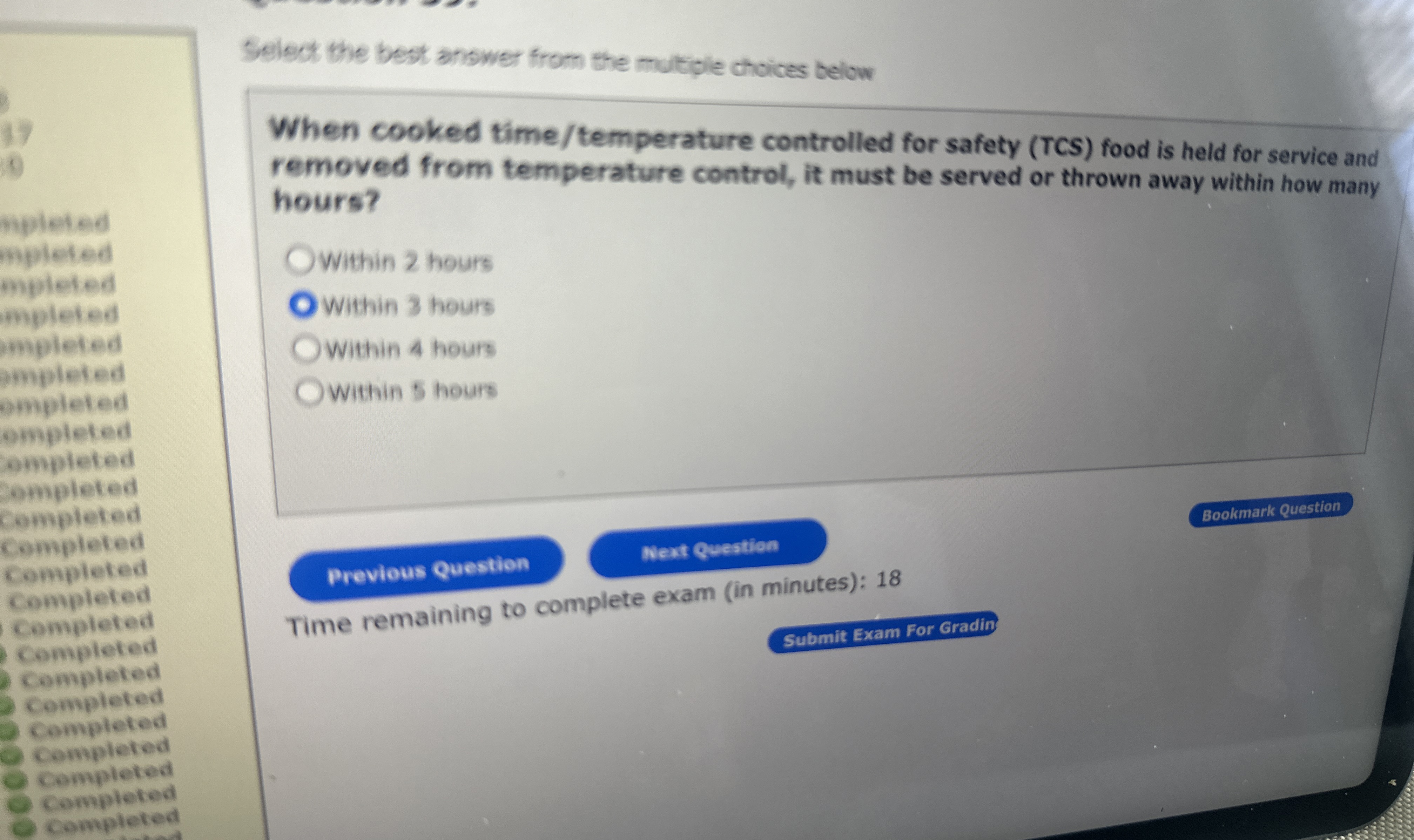  Select the best answer from the mutiole choices below When cooked