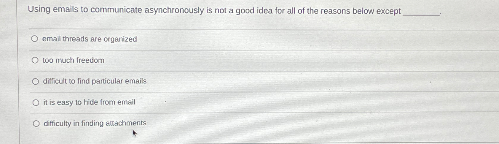  Using emails to communicate asynchronously is not a good idea for