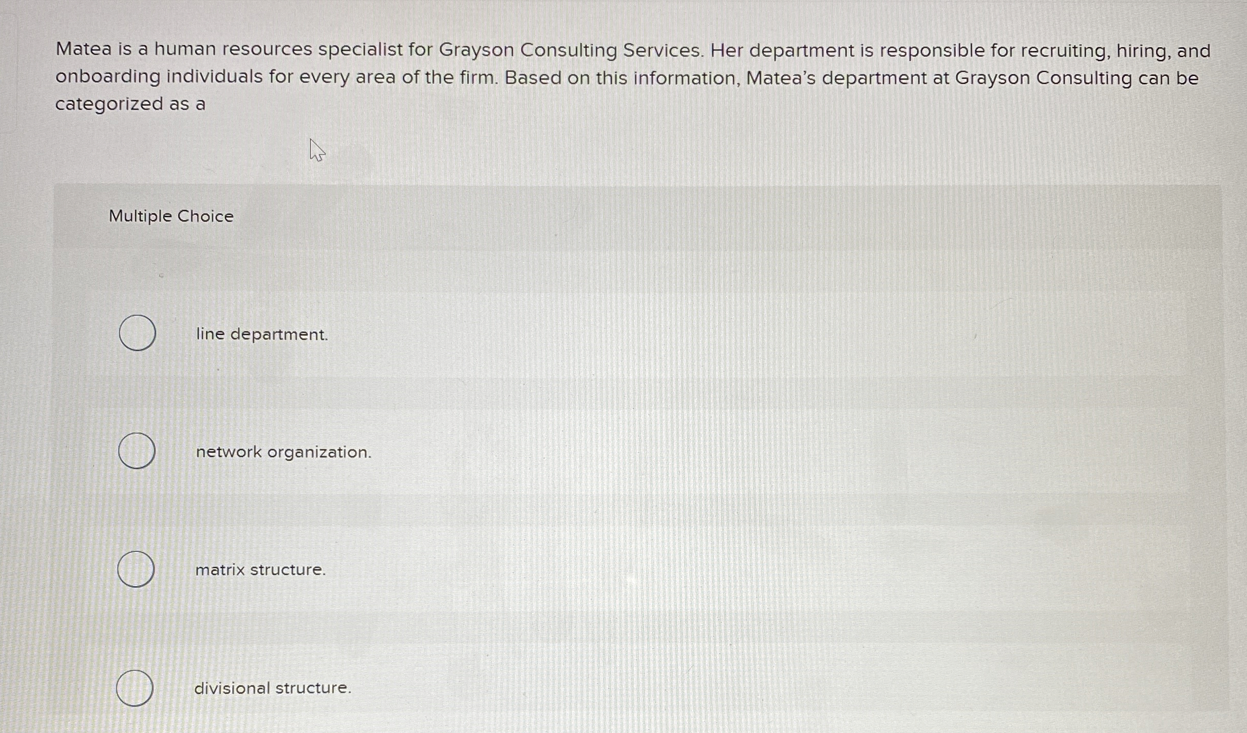  Matea is a human resources specialist for Grayson Consulting Services. Her