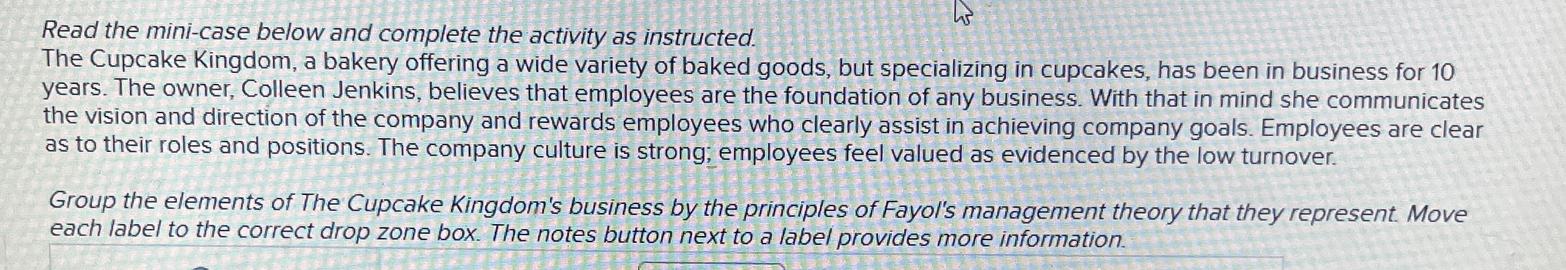  Read the mini-case below and complete the activity as instructed. The