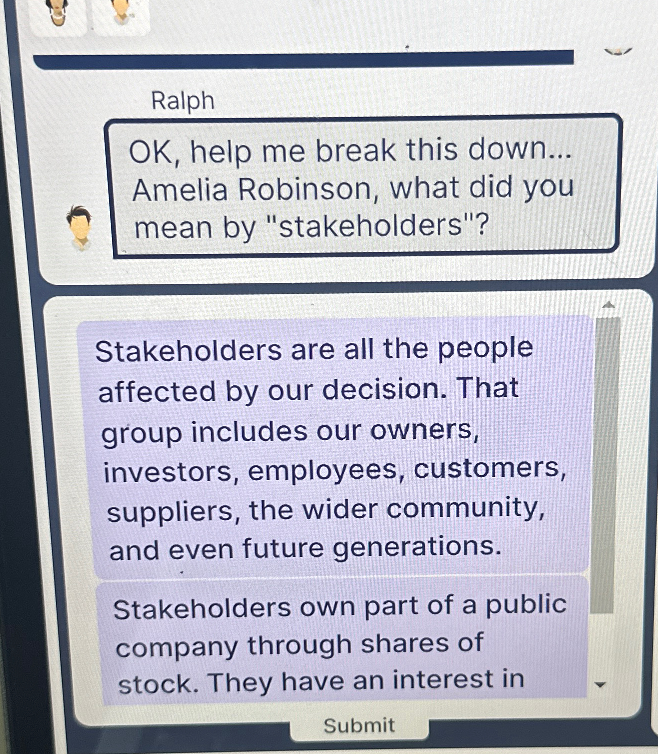  Ralph OK, help me break this down... Amelia Robinson, what did