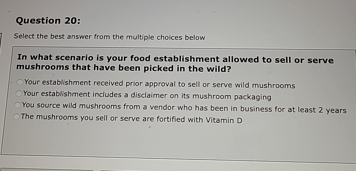  Question 20: Select the best answer from the multiple choices below