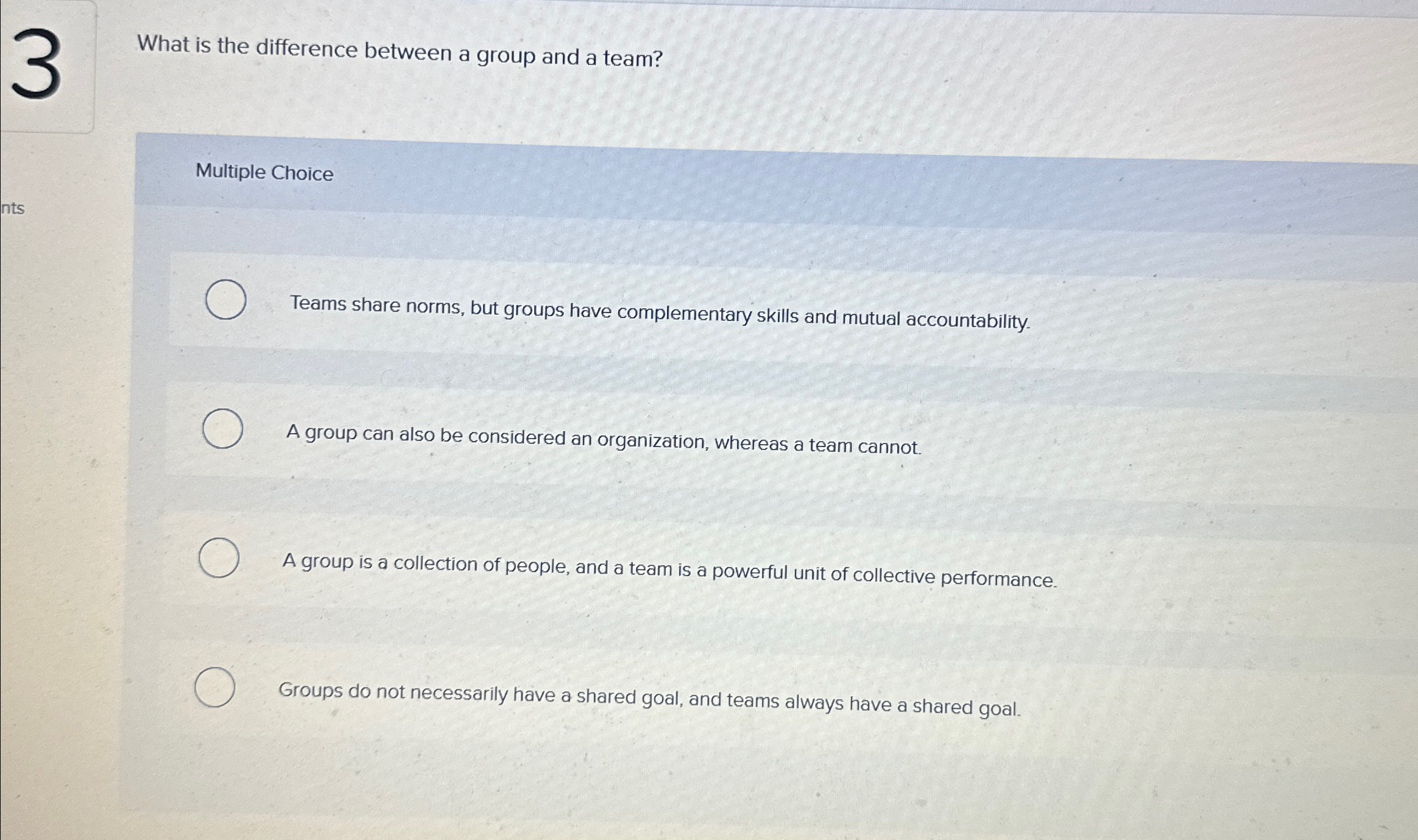  What is the difference between a group and a team? Multiple
