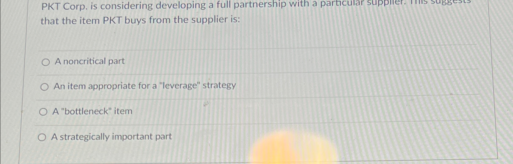  PKT Corp. is considering developing a full partnership with a particular