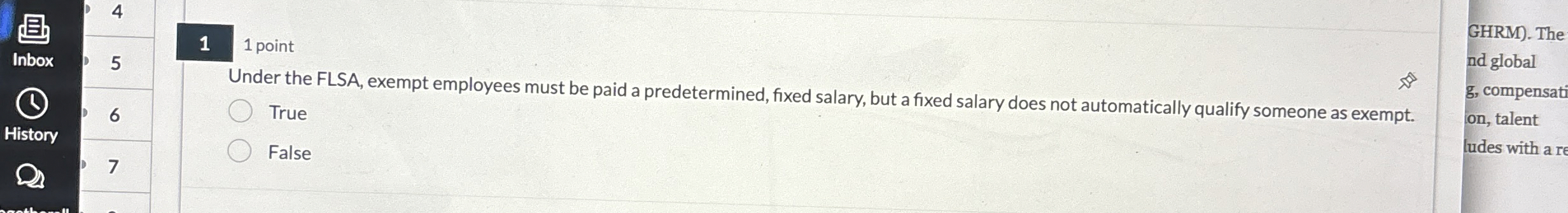  Inbox 1 1 point GHRM). The 5 6 Under the FLSA,
