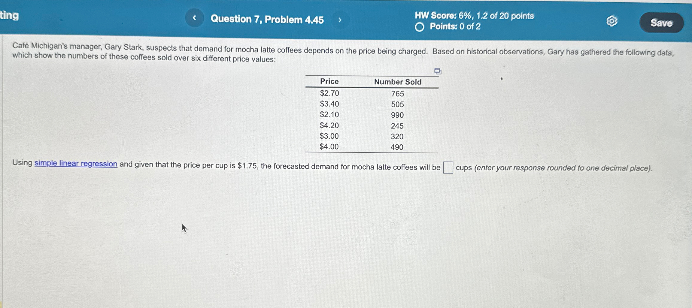 ting Question 7, Problem 4.45 HW Score: 6%,1.2 of 20 points