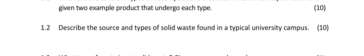  1.2 Describe the source and types of solid waste found in