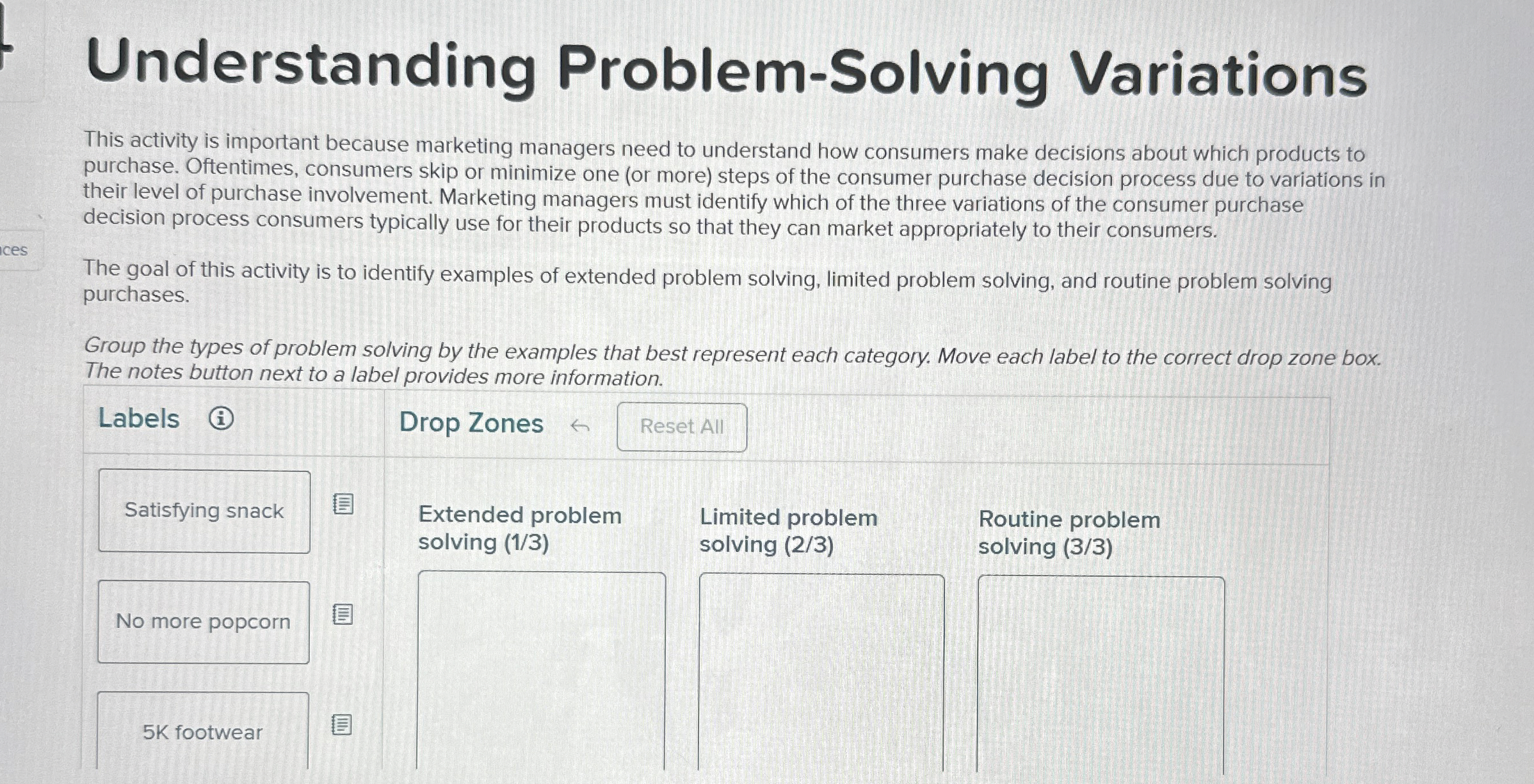  Understanding Problem-Solving Variations This activity is important because marketing managers need