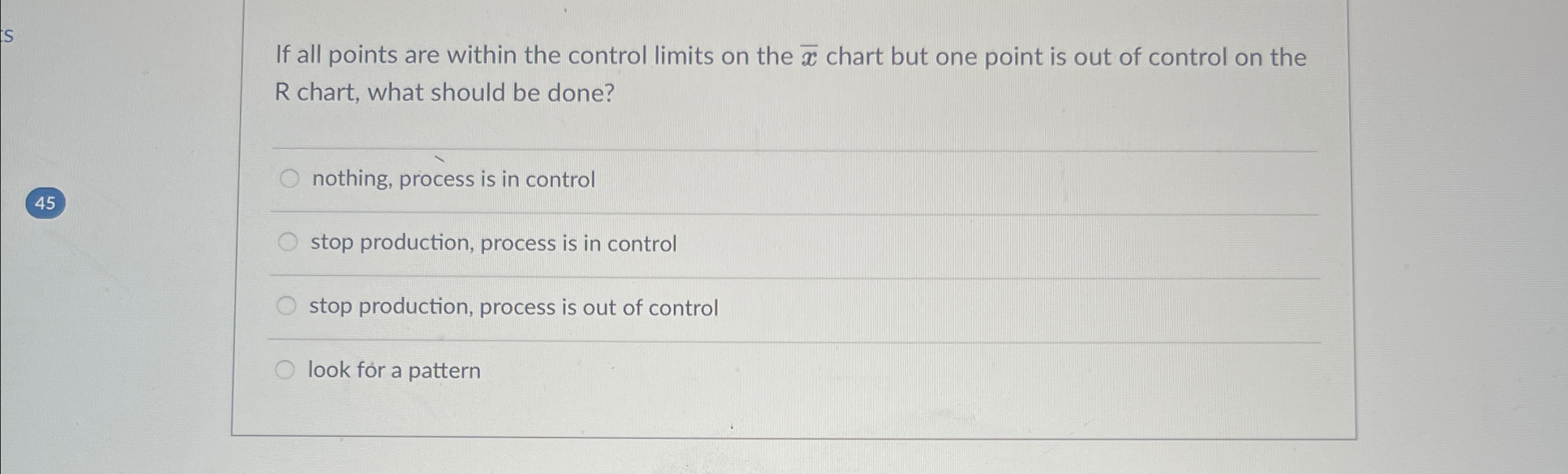  s If all points are within the control limits on the