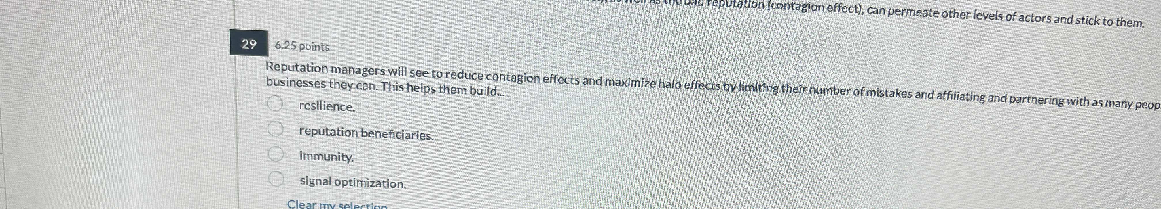  296.25 points Reputation managers will see to reduce contagion effects and