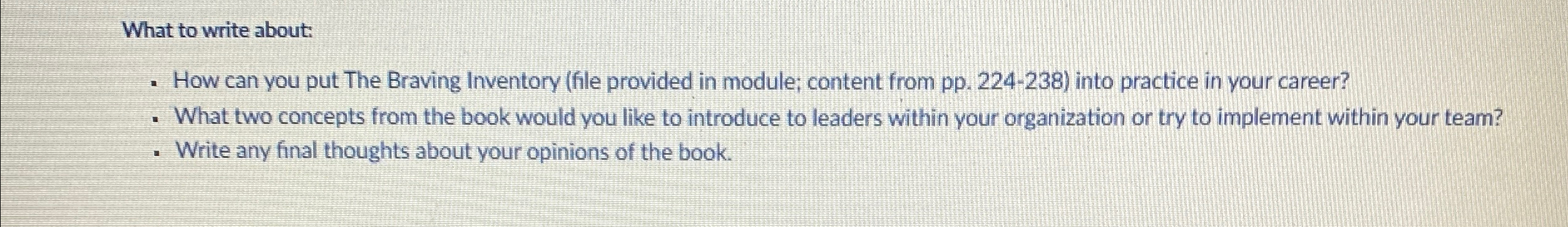  What to write about: How can you put The Braving Inventory