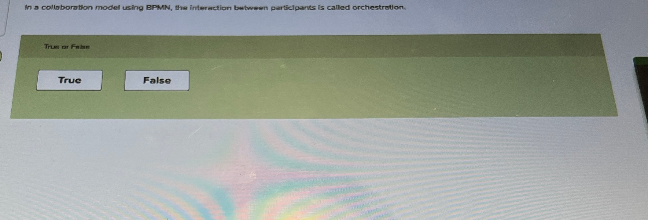  In a collaboration model using BPMN, the interaction between participants is