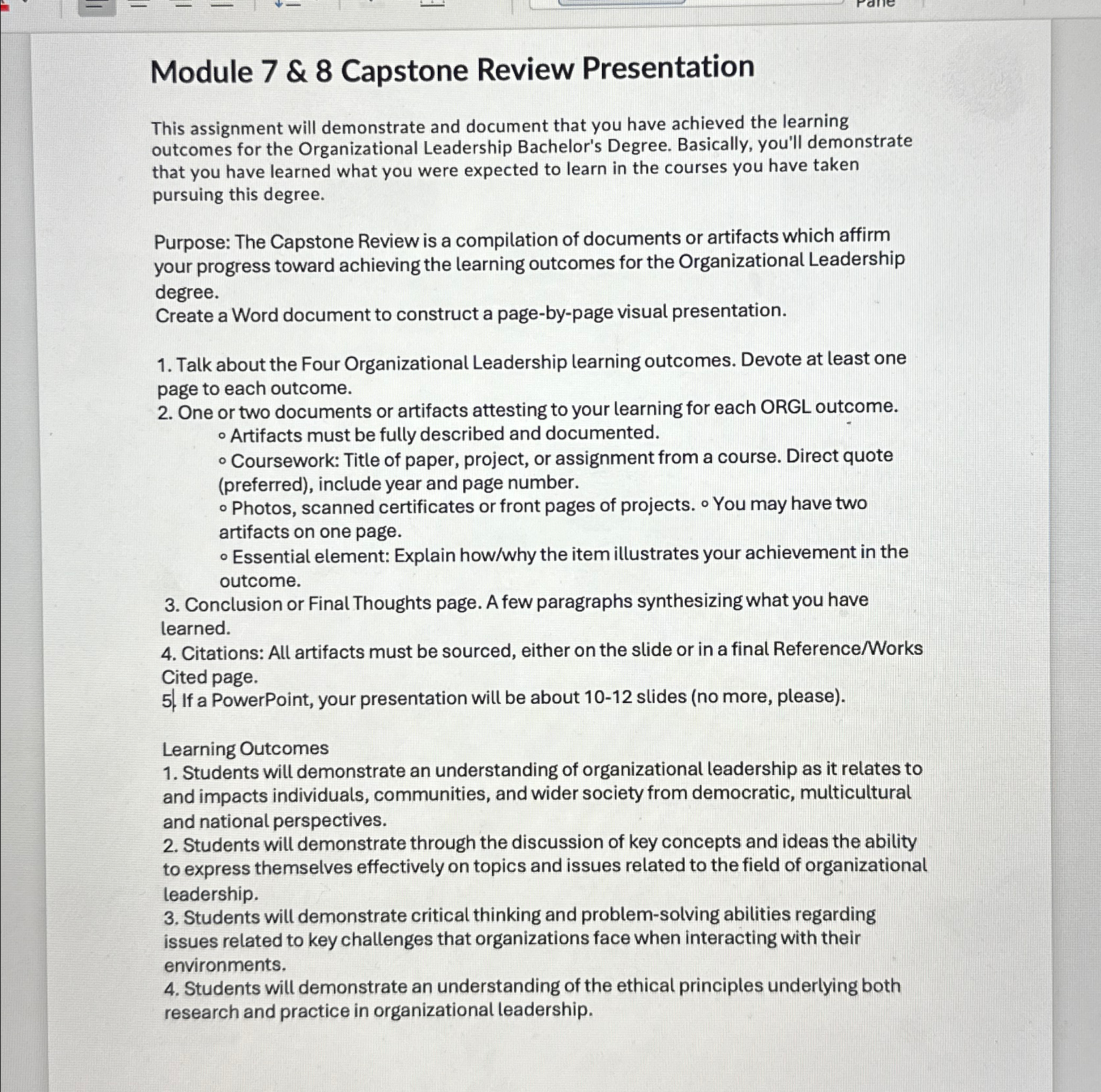  Module 7 & 8 Capstone Review Presentation This assignment will demonstrate