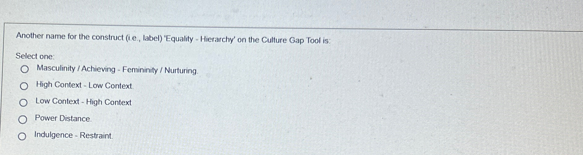  Another name for the construct (i.e., label) 'Equality - Hierarchy' on
