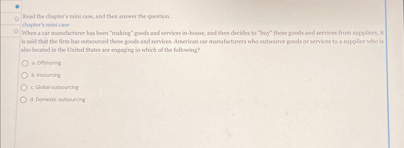  Read the chapter's mini case, and then answer the question. chapter's