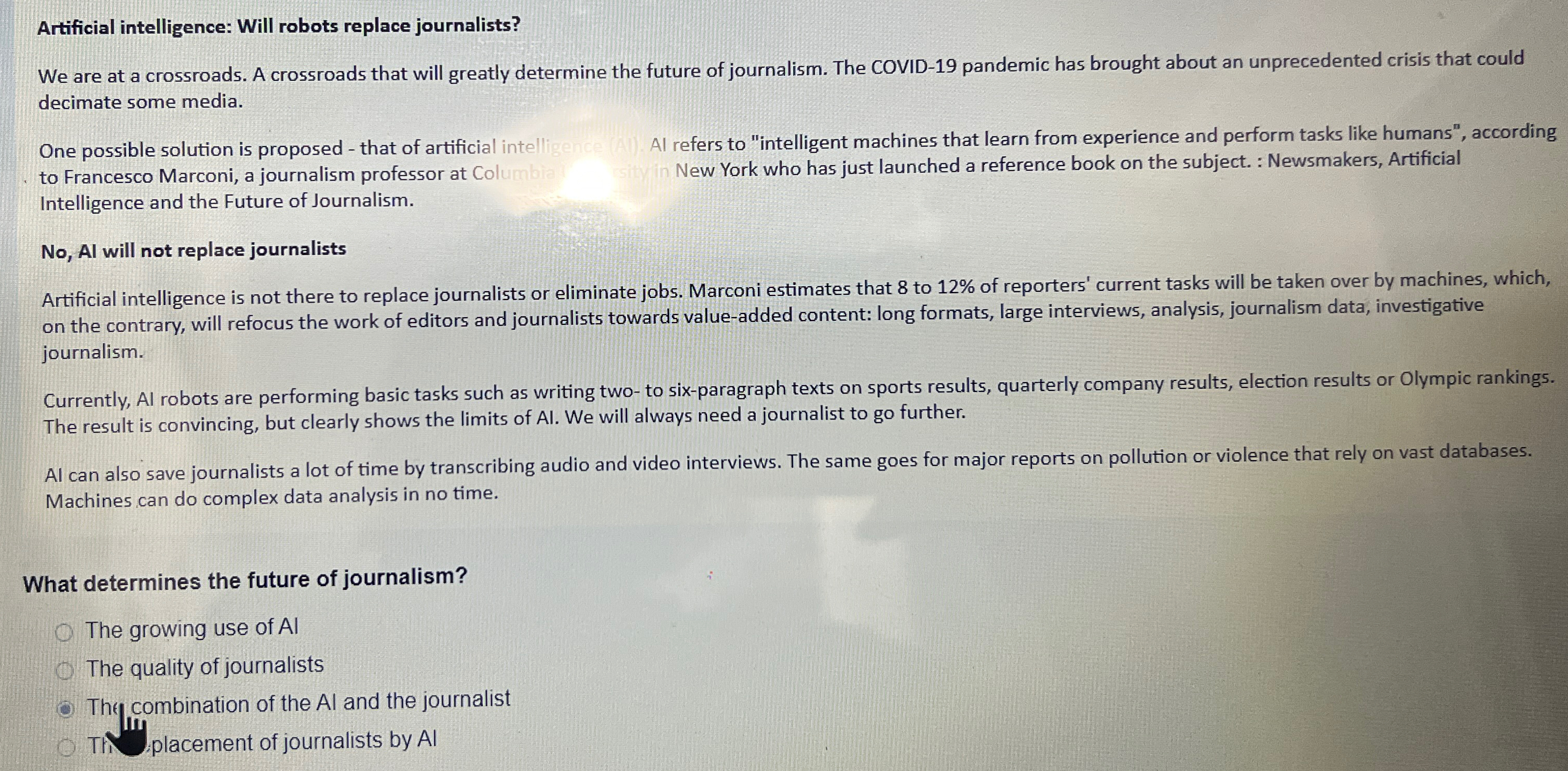  Artificial intelligence: Will robots replace journalists? We are at a crossroads.