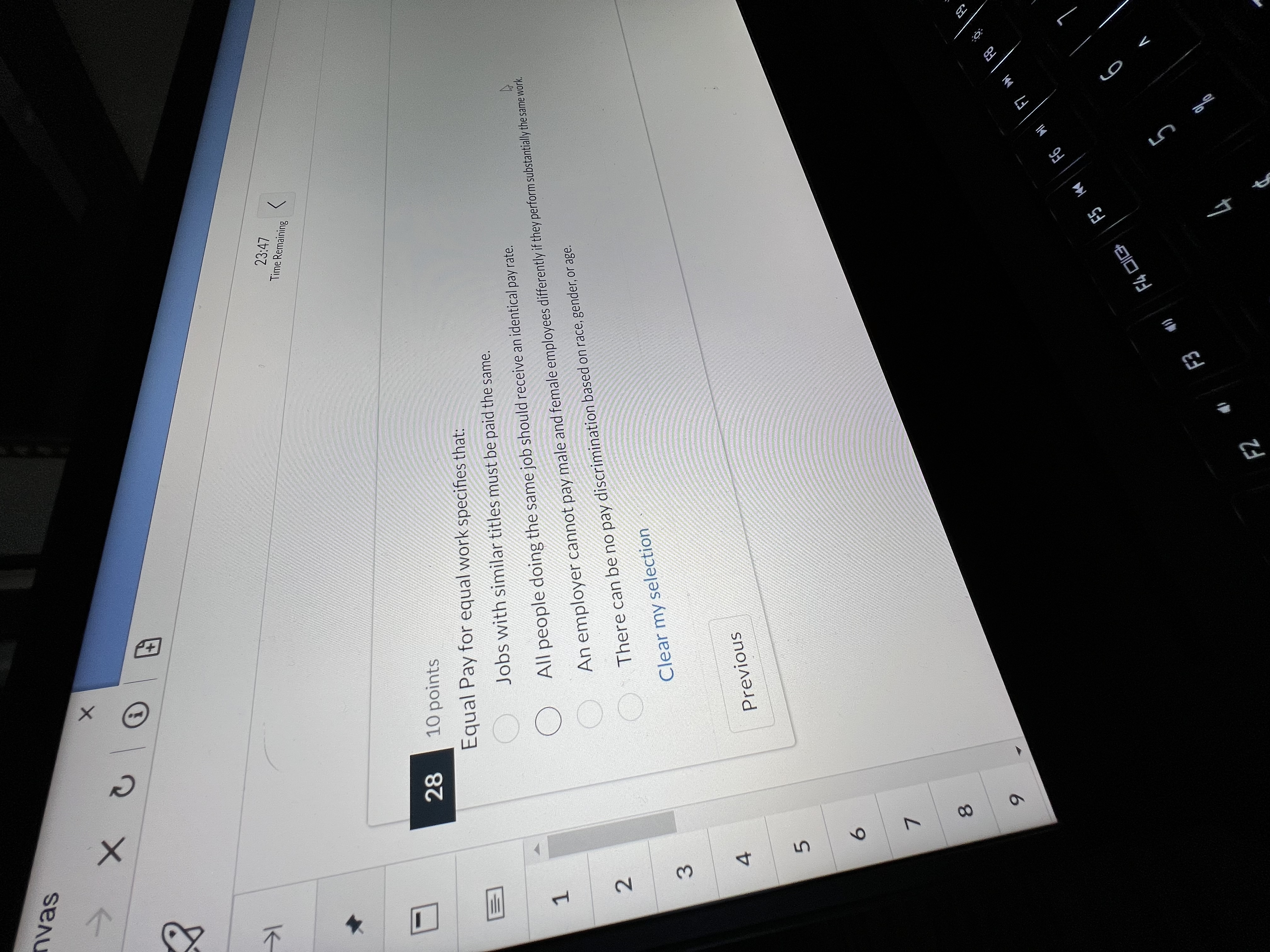  2810 points Equal Pay for equal work specifies that: Jobs with