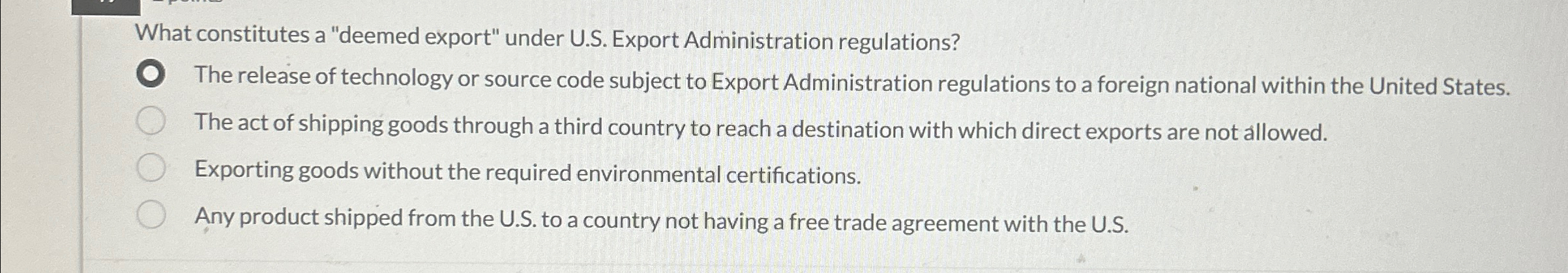  What constitutes a "deemed export" under U.S. Export Administration regulations? The