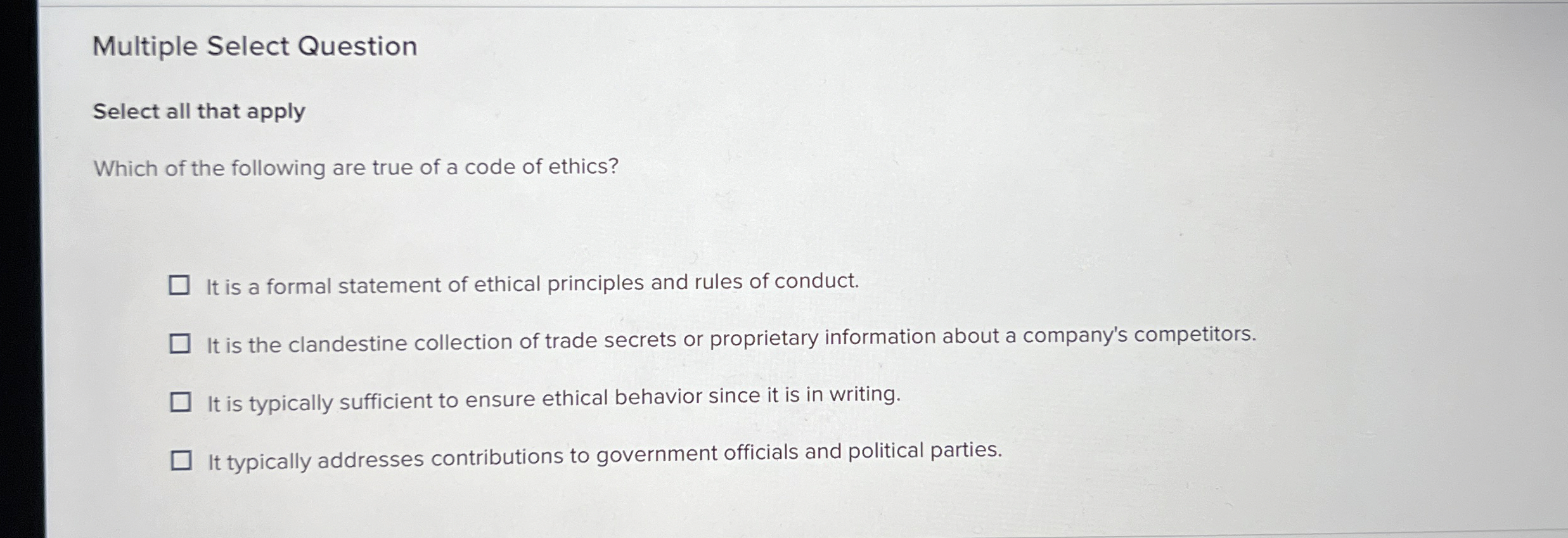  Multiple Select Question Select all that apply Which of the following