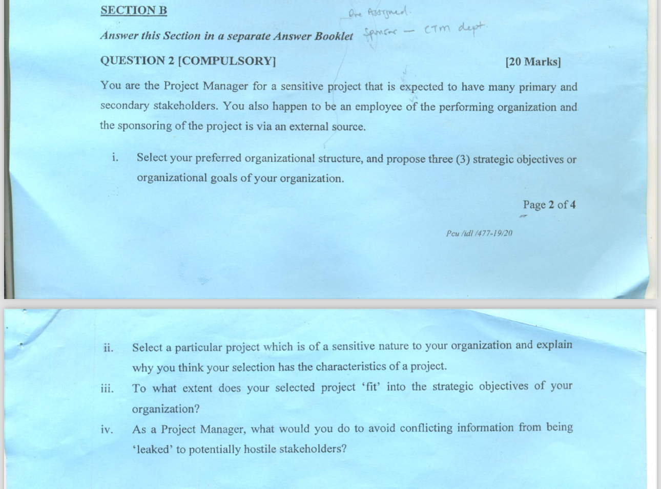  SECTION B Dre Assigmed. Answer this Section in a separate Answer